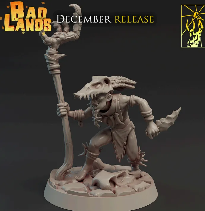 goblin, masculino, homem, cajado, mascara