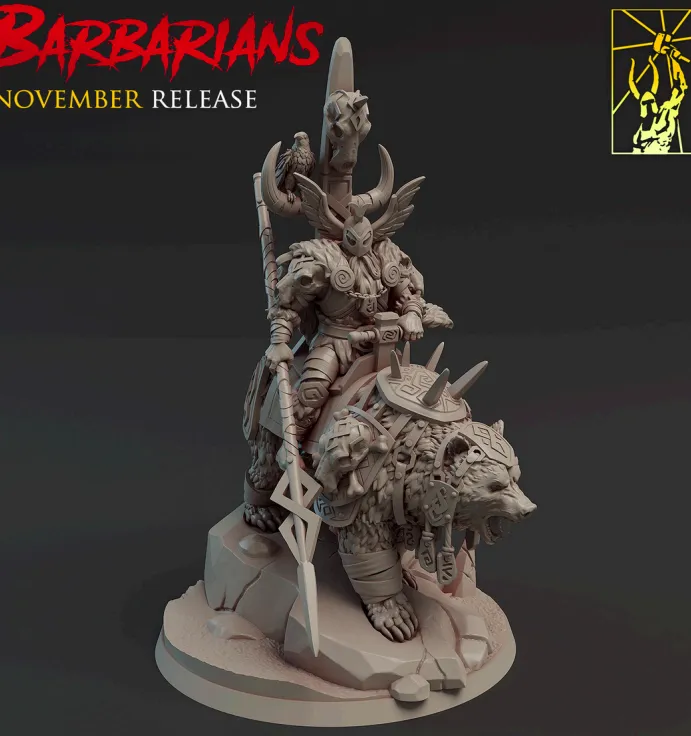 montaria, criatura, monstro, bárbaro, guerreiro, masculino, homem