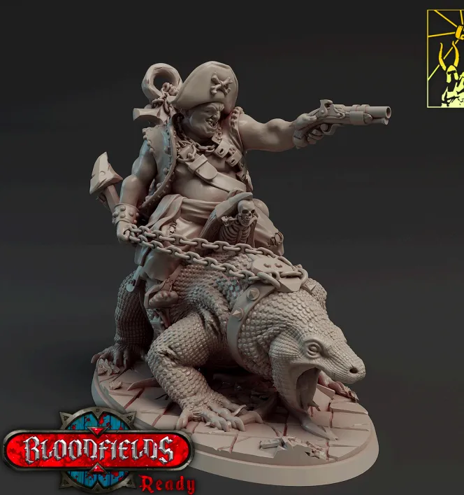 orc, ogro, pirata, tripulação, homem, masculino, montaria, lagarto, animal, animais, animais,