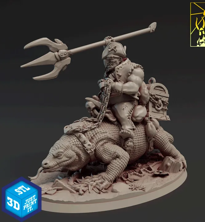 orc, ogro, pirata, tripulação, homem, masculino, montaria, lagarto, animal, animais, animais,