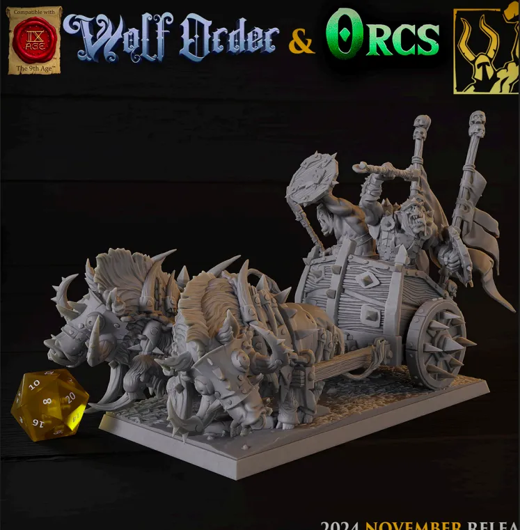 orc, ogro, guerreiro, homem, masculino, carroça, montaria, javali, animal, animais, animais, cenário, item