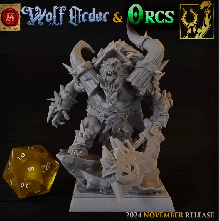 orc, ogro, guerreiro, homem, masculino