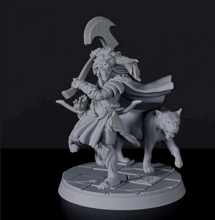 leão, leoa, guerreiro, humano, homem, masculino, machado, mascara