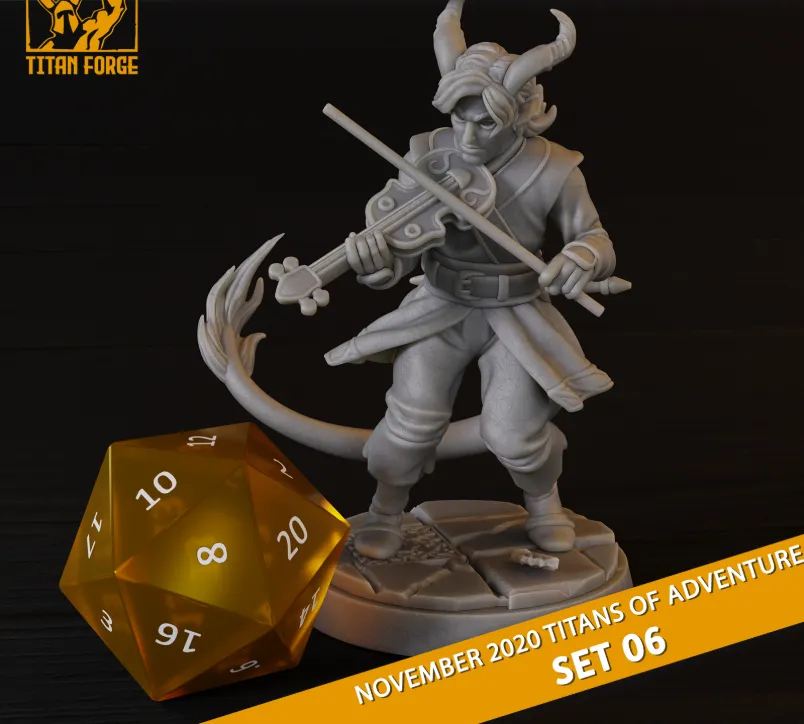 tiefling, bardo, música, suporte, instrumento musical, violino, chifres, homem, masculino