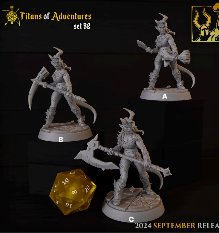 tiefling, bárbaro, bárbara, mulher, feminino, machado, adaga