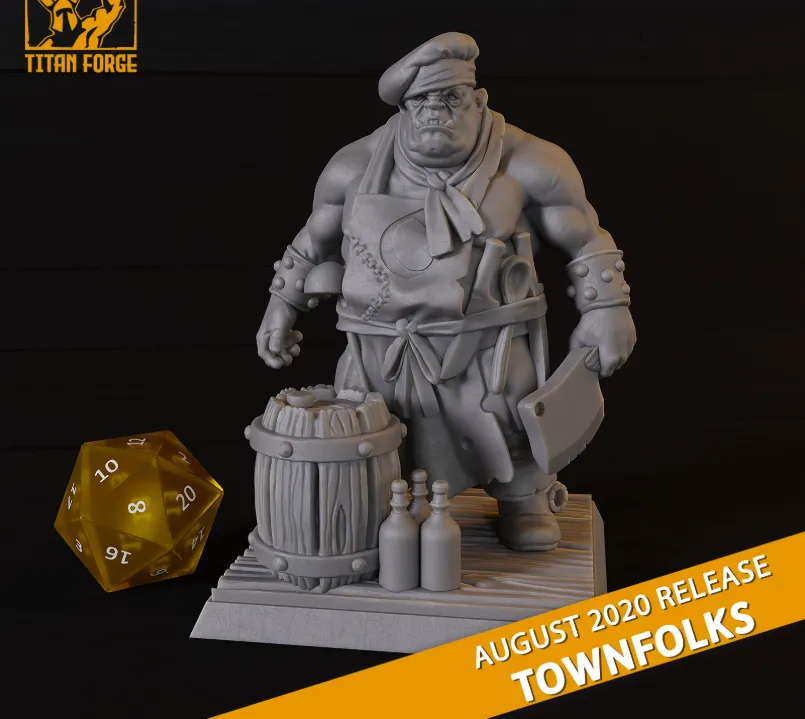 ogro, orc, cozinheiro, cozinha, comida, faca, npm, personagem, aldeão, chef, barril, caneca, taverna