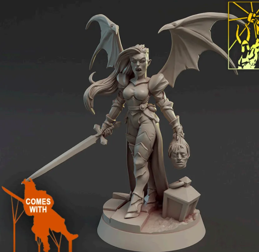 vampiro, vampira, mulher, feminino, asa, espada, cabeça, morcego, morcega