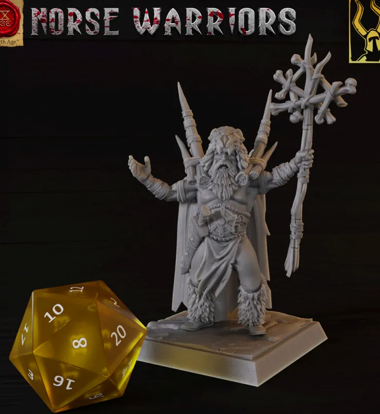 nórdico, druida, homem, masculino, mascara, cajado