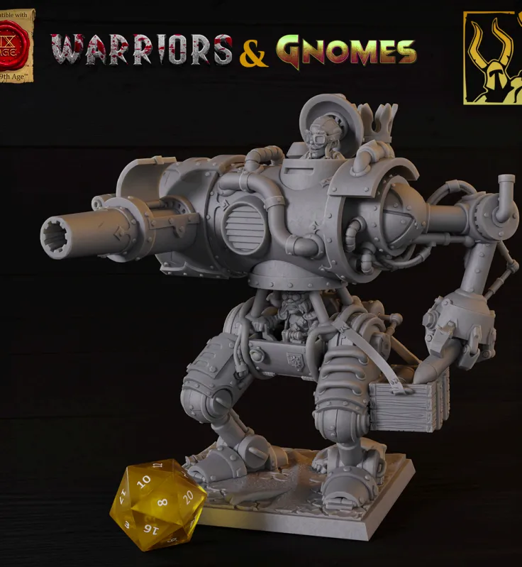 gnomo, robô, máquina, mecânico, mecha, metal, armadura, exoesqueleto, arma de fogo, bomba, missel, metralhadora